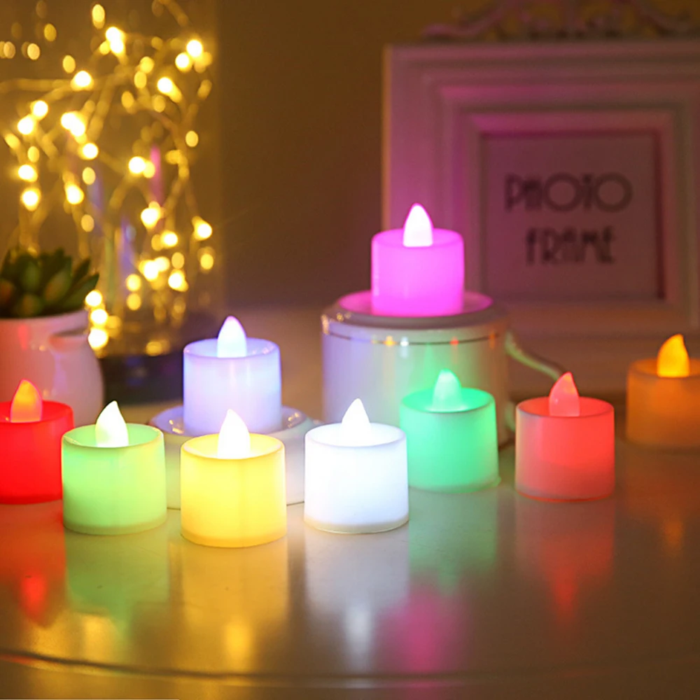 

Battery Powered Multicolor LED Candle Tea Light Easter Candle Cheap Color Flame LED Lights Christmas Decorations for Home