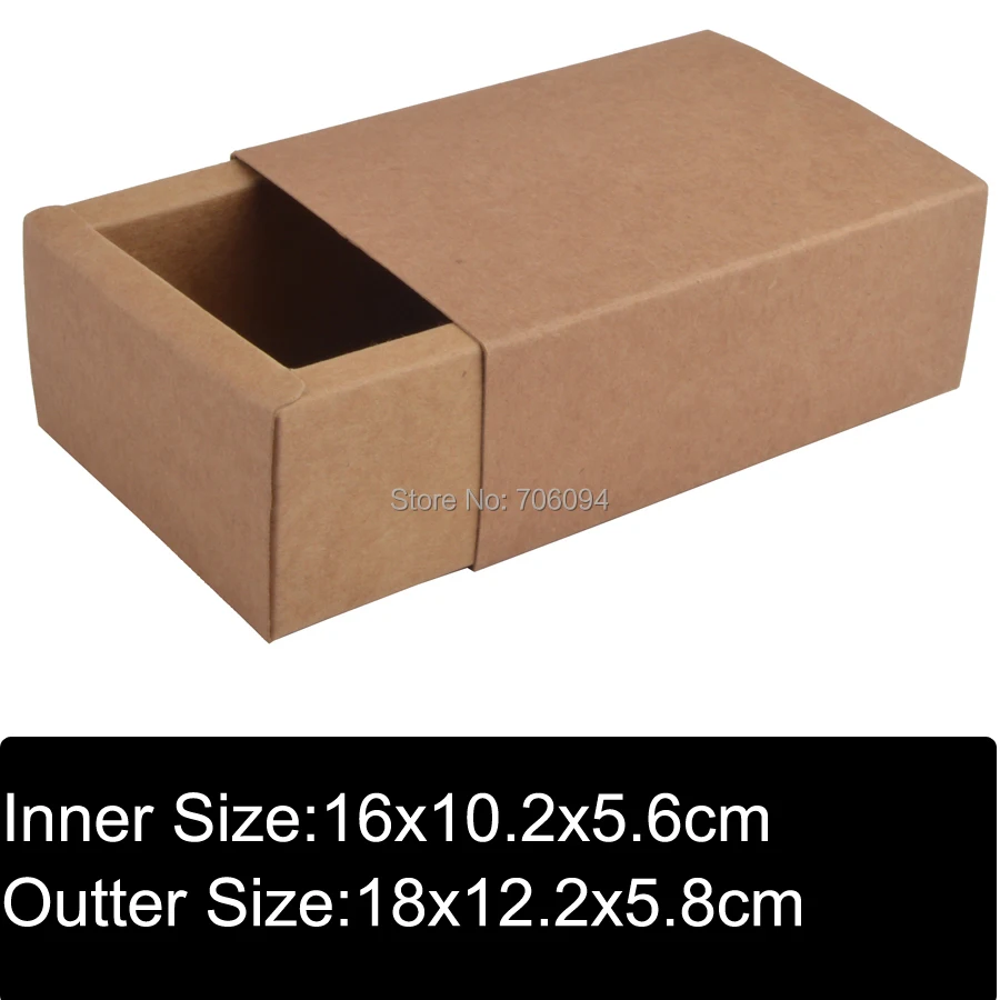 

16*10.2*5.6CM 20pcs Cosmetic kraft drawer paper box Brown kraft handmade gift boxes,Essential oil packing box,custom box logo