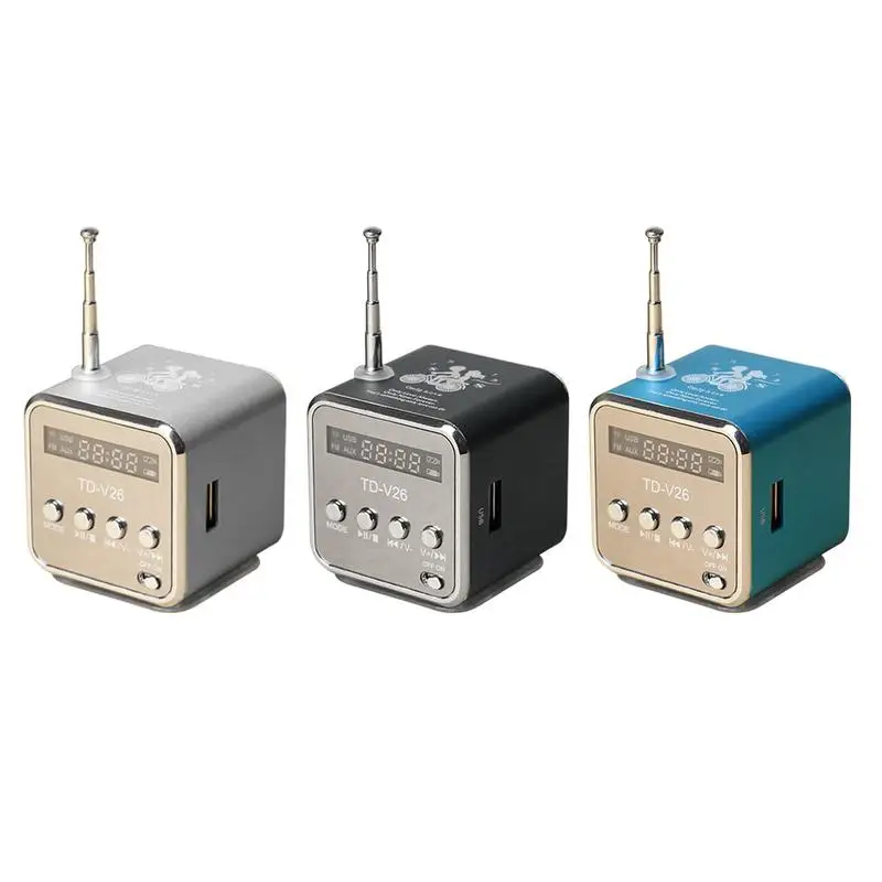 

Portable Bluetooth Audio Speakers Micro USB Mini Stereo Speaker Music MP3 MP4 FM Radio Radio FM Receiver With Digital LCD
