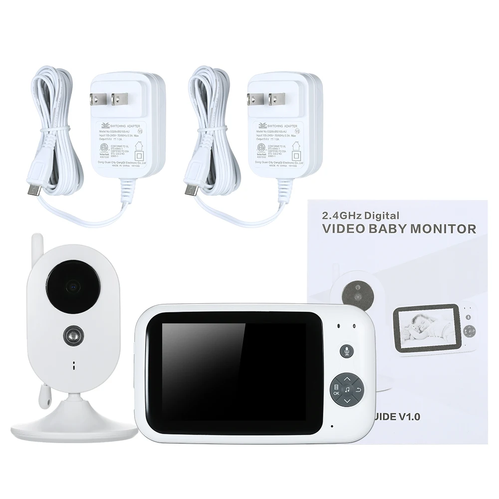 

3.5 in Color LCD Wireless Digital Video Baby Monitor with Lullabies Infrared Night Vision Voice Activation Function AC100~240V