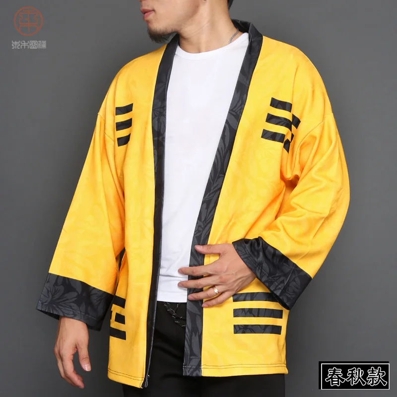 Кимоно кардиган мужской японский мужской юката Мужская хаори японская одежда самураев Традиционная японская одежда H9039