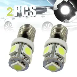 2 шт. 12 V E10 5050 5SMD светодиодный автомобиля широкая лампа подсветки номерной знак лампа теплый белый миниатюрная винтовая лампа