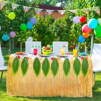 

9ft Hawaiian Style Grass Skirt Picnic Table Skirt Party Decoration Leaves Grass Skirt
