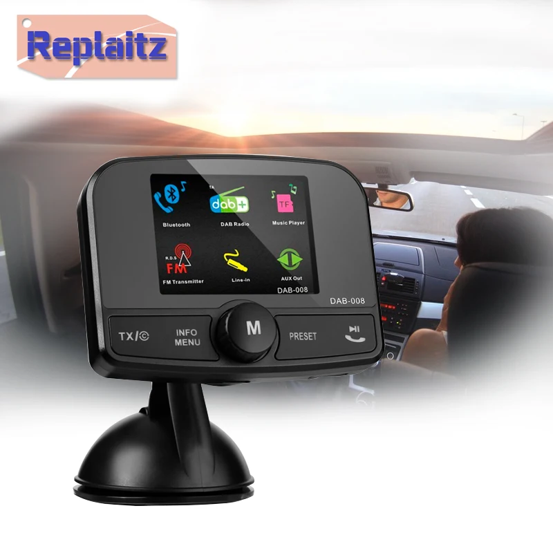 

DAB/DAB+ Car Radio Bluetooth Handsfree Kit FM Transmitter Dual USB AUX TF Card Band III 174-240MHz DAB Receiver Suction Mount