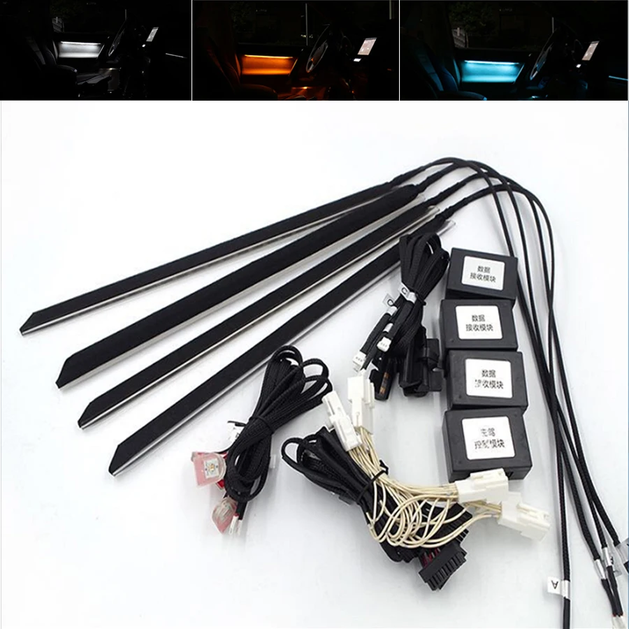  3 Colors Car Door Light Stripes Atmosphere Lamp Interior Decorative Led Ambient For Toyota overbear - 32977646321