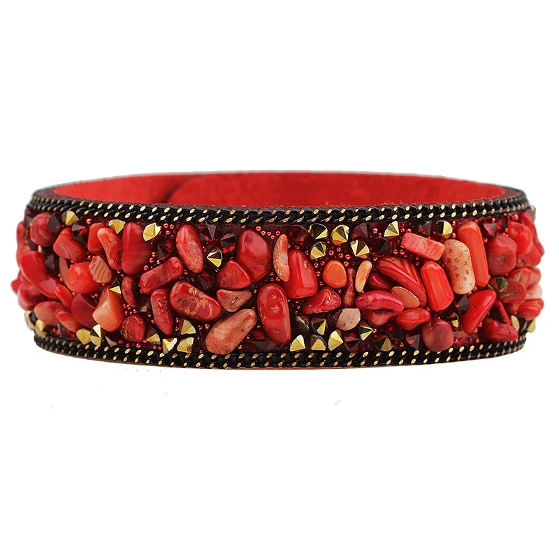 

Korean Velvet Microfiber Boutique Bracelet Natural Crystal Gravel Multicolor Bracelet Paris Fashion Model Bracelet Bracelet