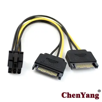 

Chenyang Dual two SATA 15 Pin Male M to PCI-e Express Card 6 Pin Female Graphics Video Card Power Cable 15cm 10pcs/bag