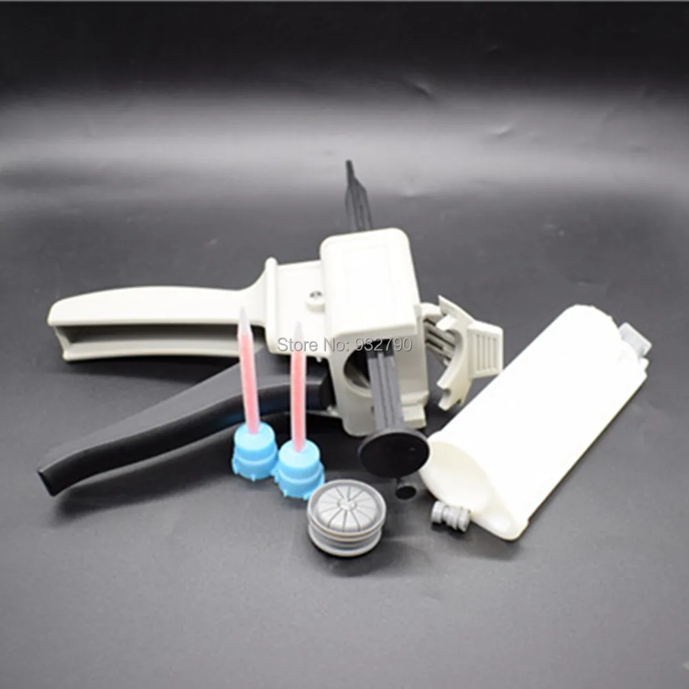 10:1 50ml Dispenser Gun Manual Dispensing Gun + 2-part AB Glue Cartridge Adhesive Cartridges + 2pcs Mixing Nozzle Mixed Nozzles