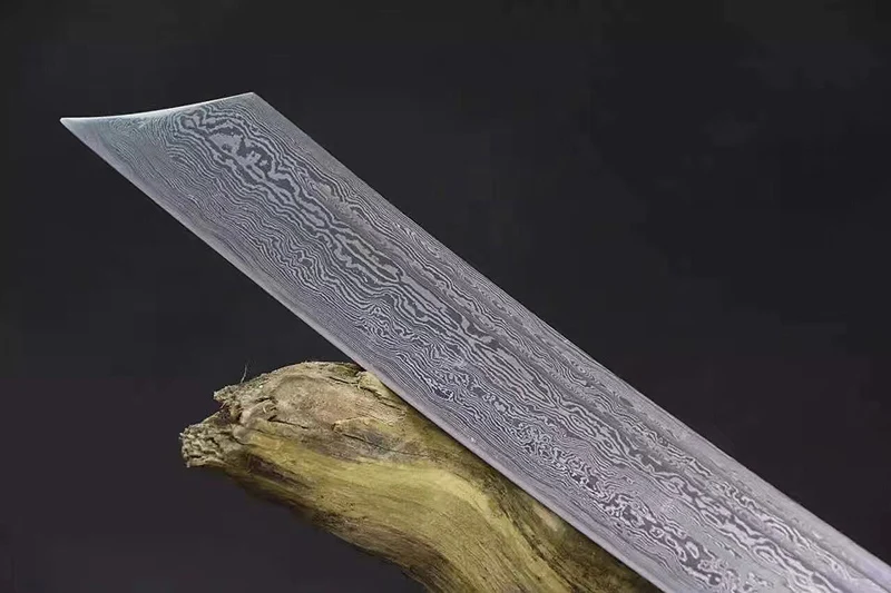 Home Decoration Chinese Kangxi Samurai Sword Handmade Damascus Folded Steel Full Tang Blade Functional Real Sword very Sharp