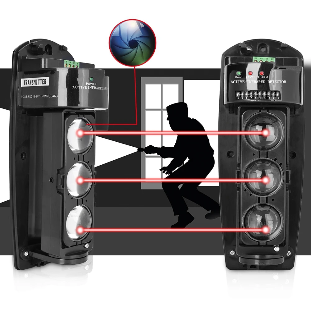 

Triple Beam Alarm Photoelectric Infrared LED Detector Security System