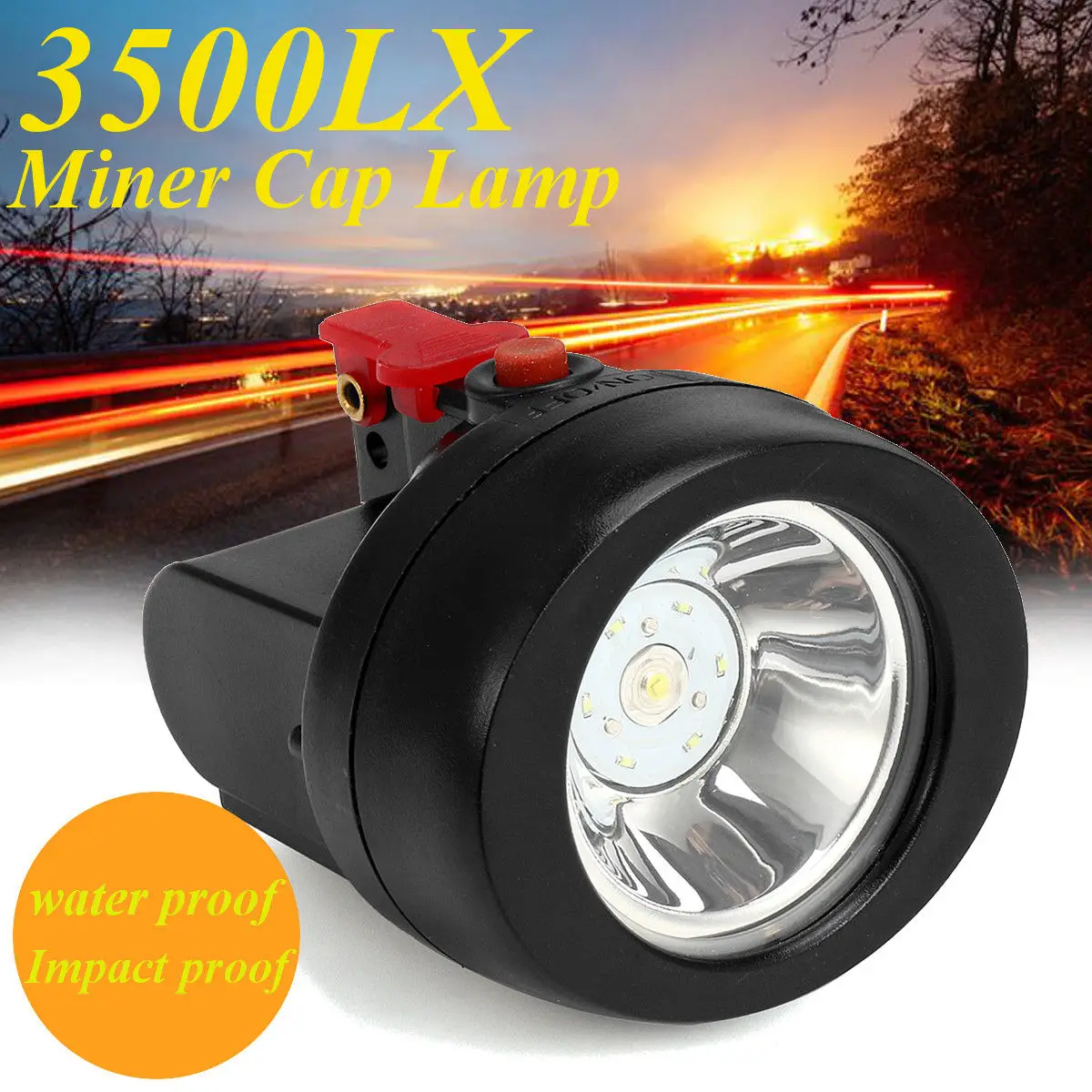 

1x LED light 1W 3500Lx Miner Torch Cordless Light Mining Cap Lamp LED Head Hunt Safe