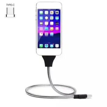

3-in-1 Charging Cable Phone Bracket +charging Cable + Data Cable Bendable Hose Metal Phone Holder For IPhone For Android