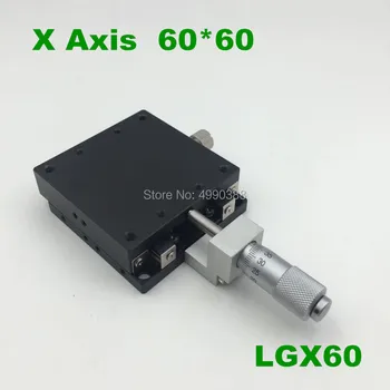 

Free shipping X Axis 60*60mm Sliding Stage Roller Guide Rail Micrometer high precision Sliding Table Platform LGX60-R-C-L