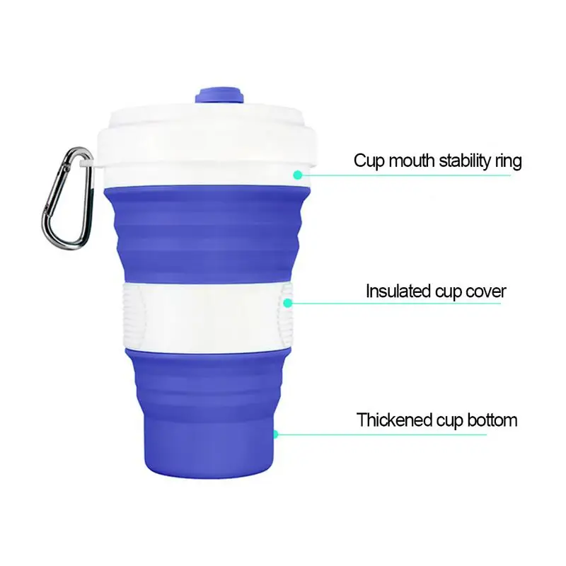 

Collapsible Silicone Folding Mug Sport Bottle with Lids Foldable Lightweight Travel Coffee Cup for Outdoor Camping Hiking