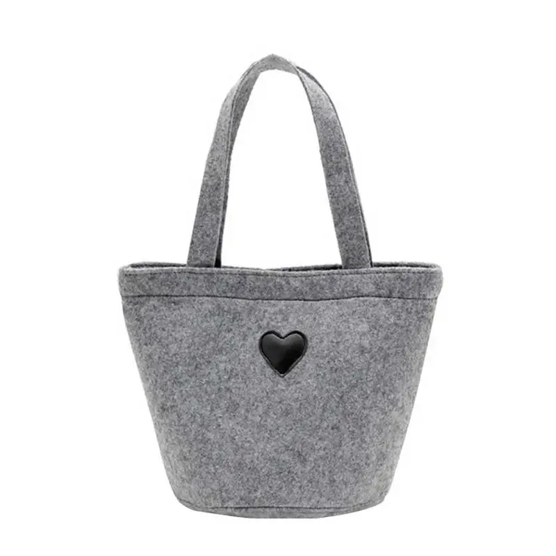 Best Thickened Heart Printed Felt Bag Waterproof Felt Handbag Simple Environmental Protection Shopping Felt Bento Bag