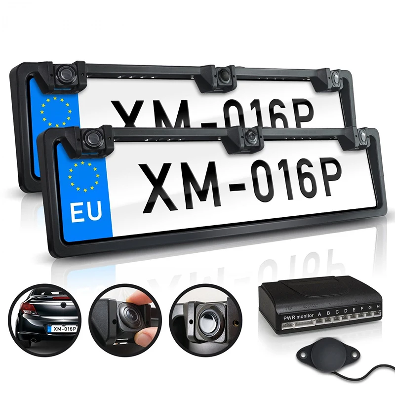 

Front + Rear License Plate Reverse Camera & Sensors Parking Aid High Quality Hot