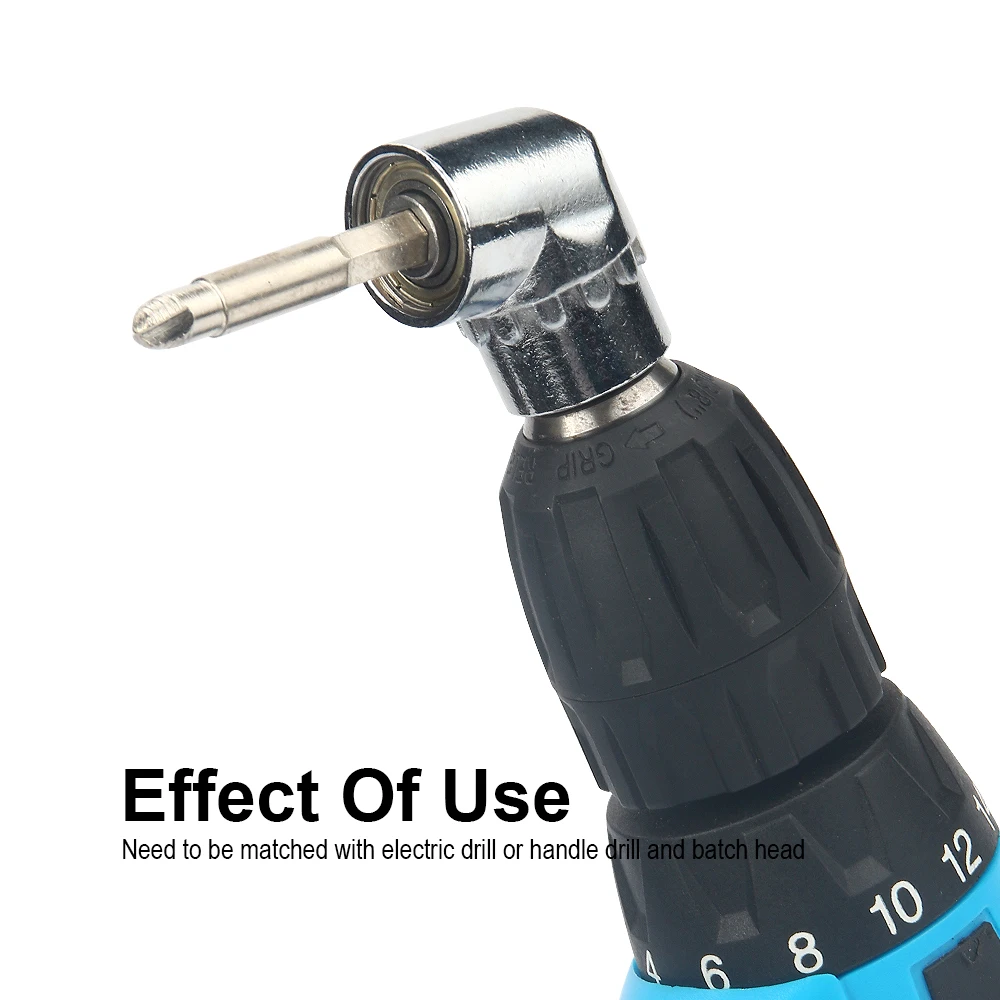 JelBo Black/Silver 105 Degree Angle Extension Right Driver Magnetic 1/4 Inch Hex Drill Bit Socket Screwdriver Holder