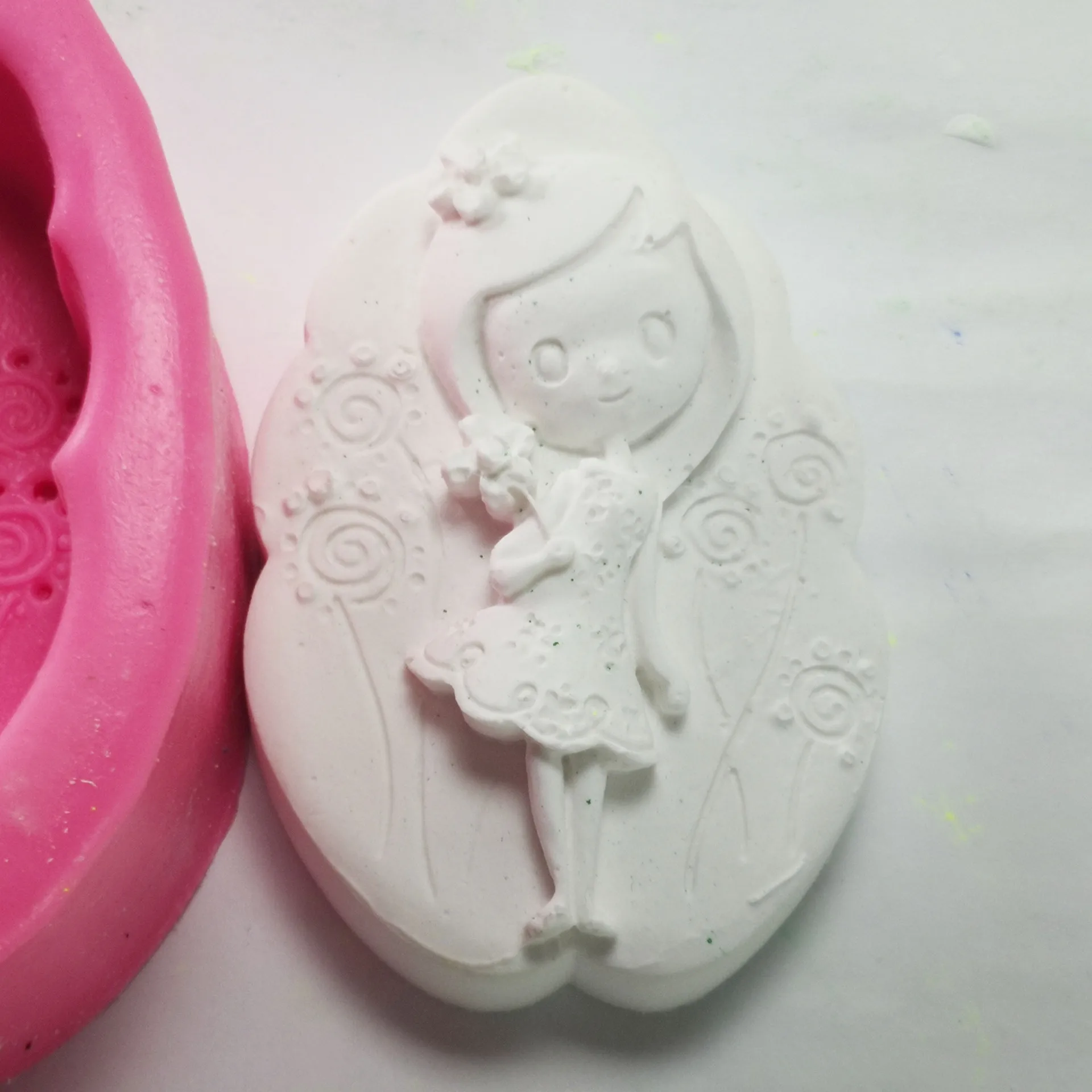 

Lovely girl cake decoration mold 3d fondant chocolate silicone mold