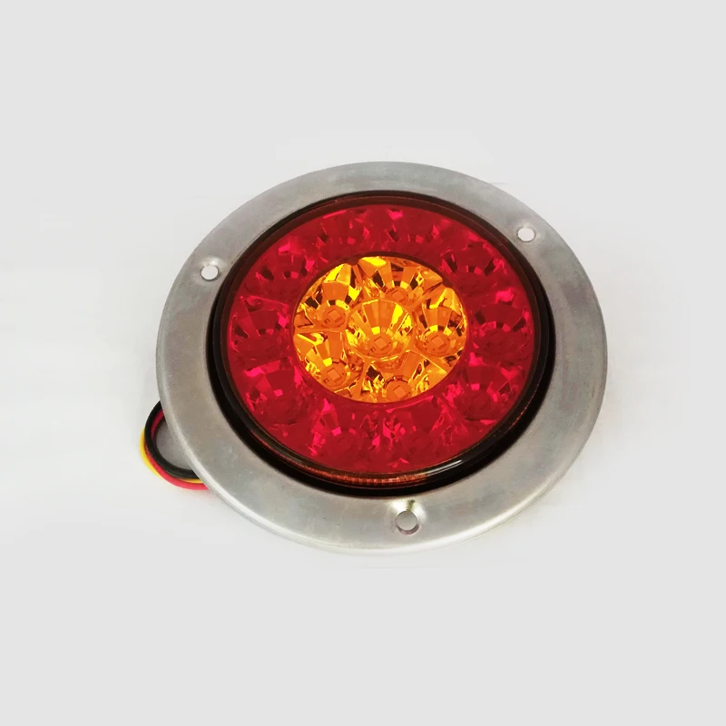 

1 Pair 12V Round Reverse Brake Turn Signal Rear Tail Light Red +Yellow 16 LED for Car Truck Trailer RV