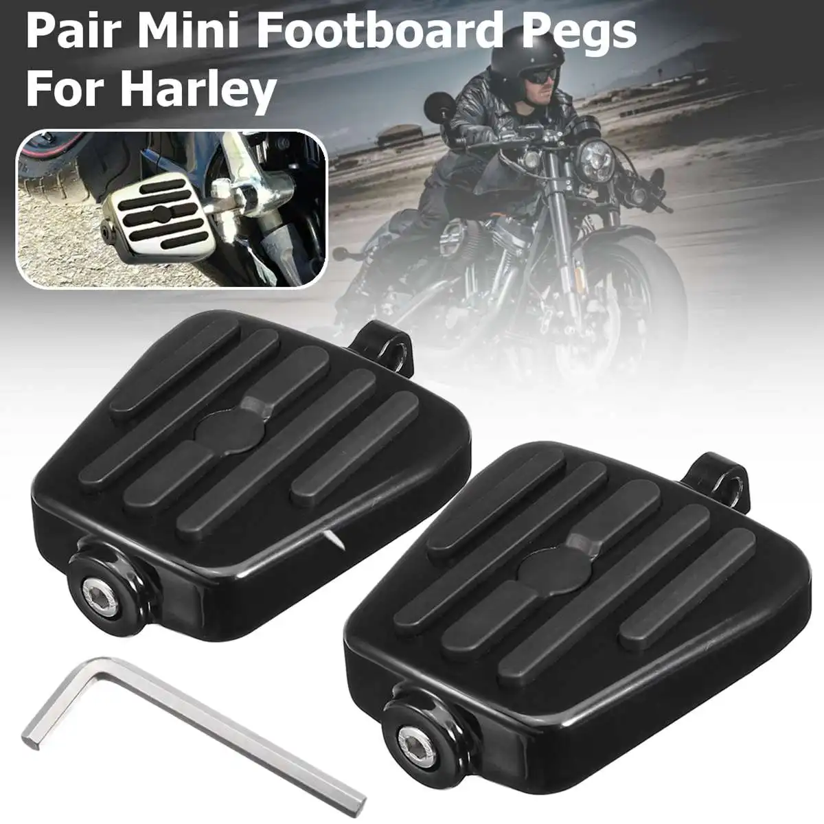 

Motorcycle Mini Footboards Foot Pegs Black Male Mount Bracket Kits