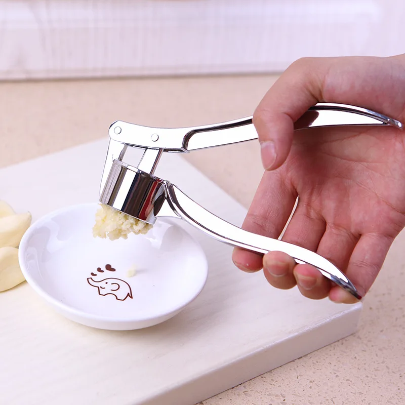 Zinc Alloy Stainless Garlic Press Kitchen Manual Cut Pound Squeeze