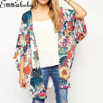 

Women Vintage Floral Beach Shawl Kimono Cardigan Boho Chiffon Tops Jacket Blouse