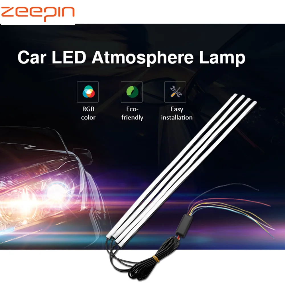 Car Decorative Lamp One Drag Four Atmosphere Lamp LED SMD RGB Color 5W
