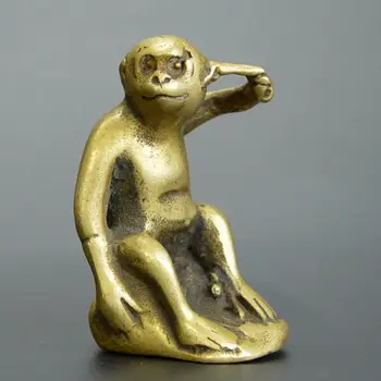 

Chinese old collection handwork bronze Do not listen to monkey statue