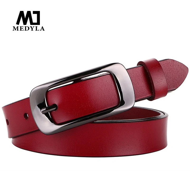

MEDYLA fashion natural leather belt for women noble black silver pin buckle ladies belt jeans dress casual pants belt Dropship