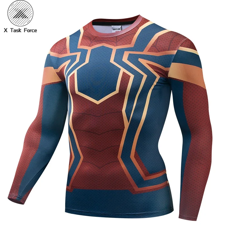 

New Compression Long Sleeve Shirt Spider-man: Homecoming Iron Spider Cosplay Unisex 3D T-shirt X Task Force