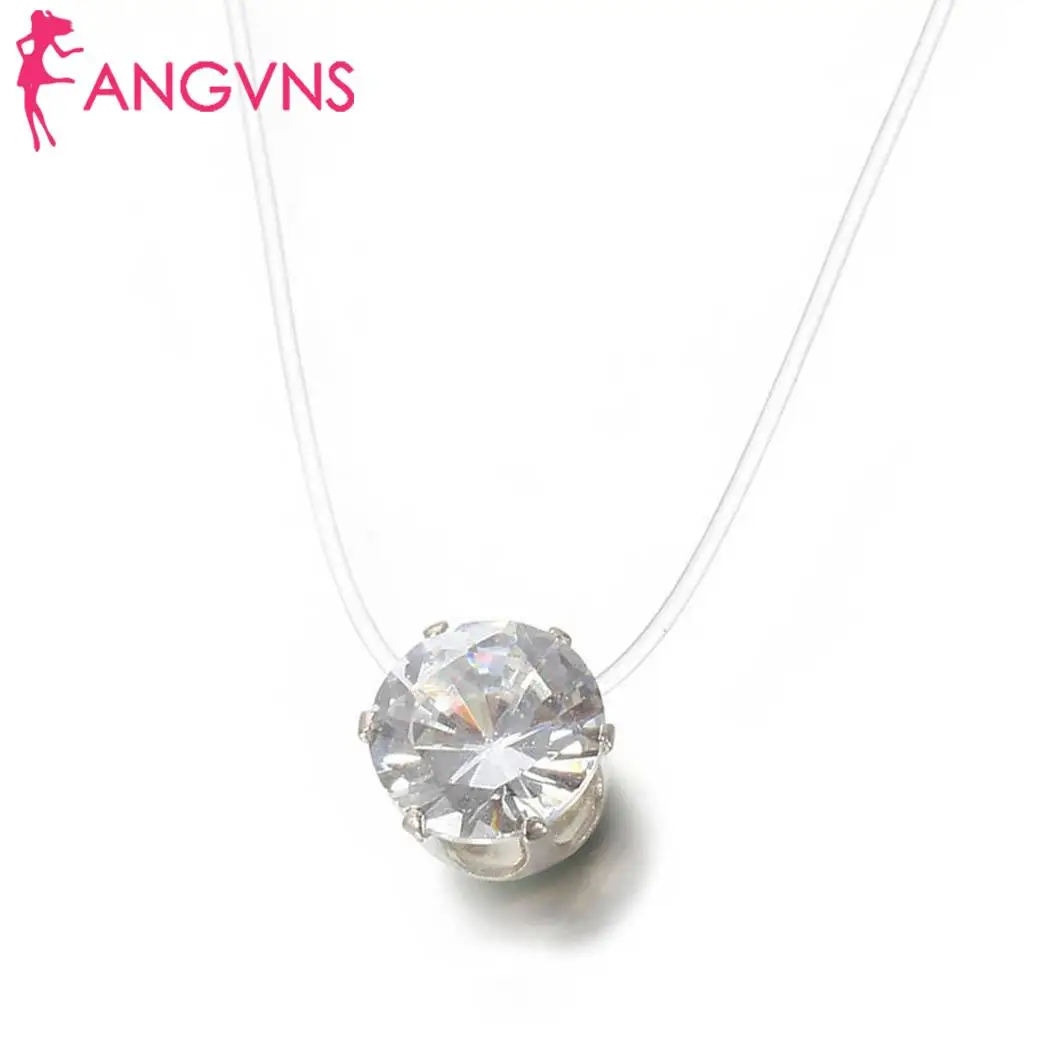 

New Fashion Women Rhinestones Necklace Invisible Transparent Fishing Line Chain Pendant Necklace Jewelry Gift