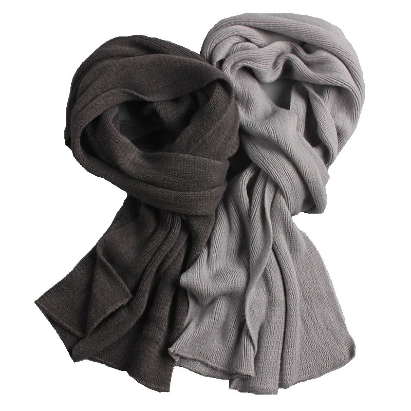 2020 NEW Knitted Winter Scarf Men Thick Warm Cashmere Scarves Black