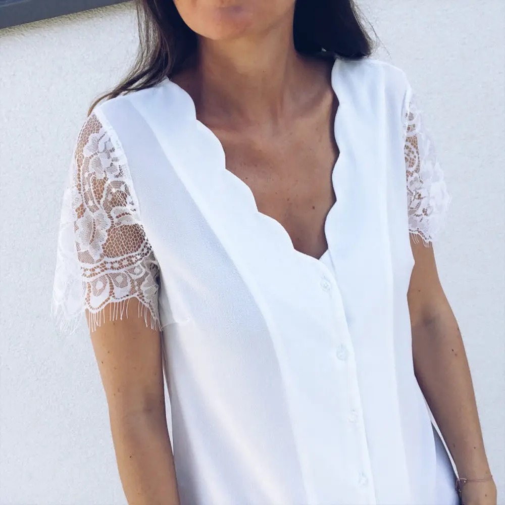

Women Summer Chiffon Short Sleeve Casual Shirt Tops