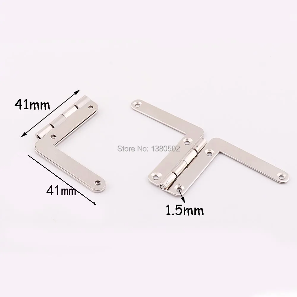 10Pcs/lot Silver Color 41*41mm Furniture Hinge Jewellery Box Wood Hinges Hardware accessories | Обустройство дома