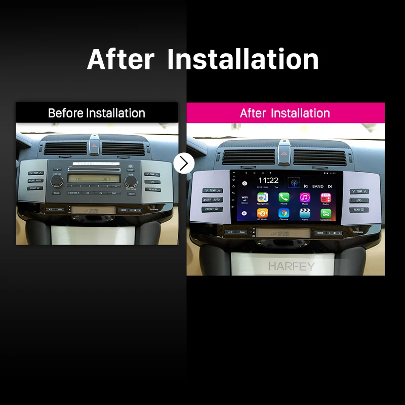 Sale Harfey Touchscreen 9" Android 8.1 Car Radio For 2005 2006 2007 2008 2009 Toyota Old REIZ Head Unit Support DVR Rear View camera 5