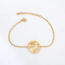 Pulseras simples ajustables del mapa del mundo para las mujeres joyería Vintage más Simple regalos del Día de la tierra Navidad inoxidable