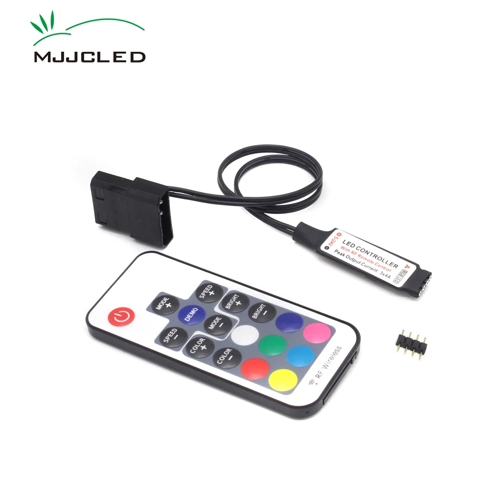 SATA RGB Controller RF17 Keys Remote DC 12V Wireless Large 4 Pin RGB Controller for PC Computer Case 5050 RGB LED Strip Light iblancod k87 87 keys wired mechanical keyboard metal panel two color injection keycap 20 light effects green