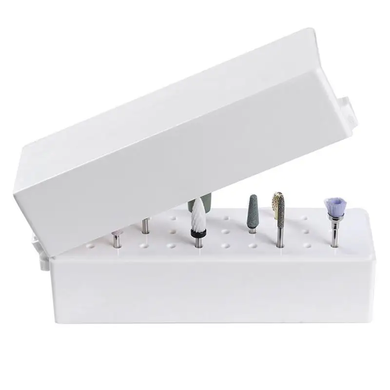 

30 Holes Nail Drill Bit Storage Box Manicure Tool Display Stand Holder Easy To Use And Carry