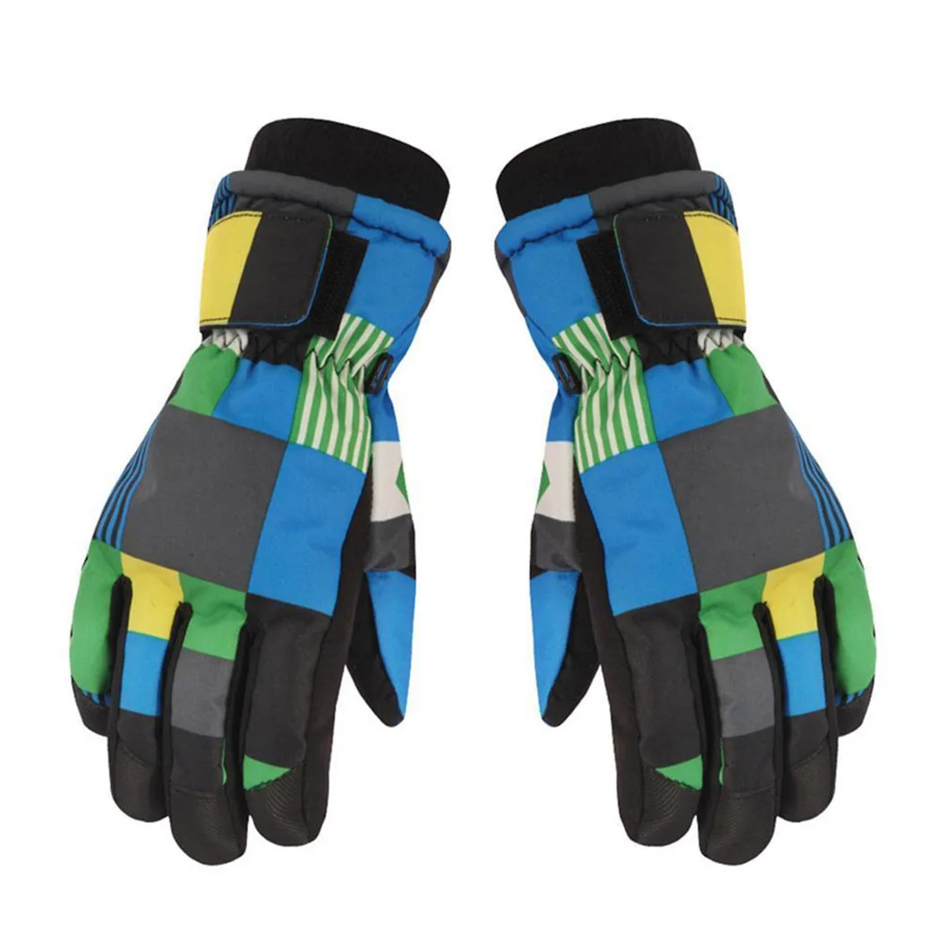 Kids Thicken Warm Winter Ski Gloves Boys Girls Print Waterproof Glove