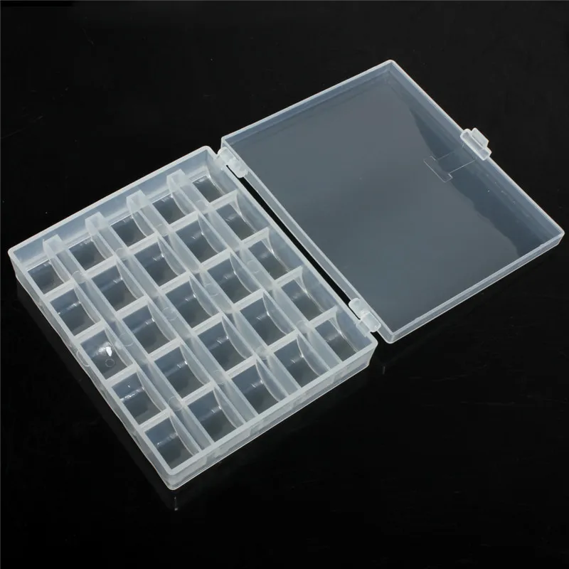 

Convenient 25 Spools Translucent Empty Clear Plastic Sewing Machine Bobbins Box Spool Organizer Storage Case