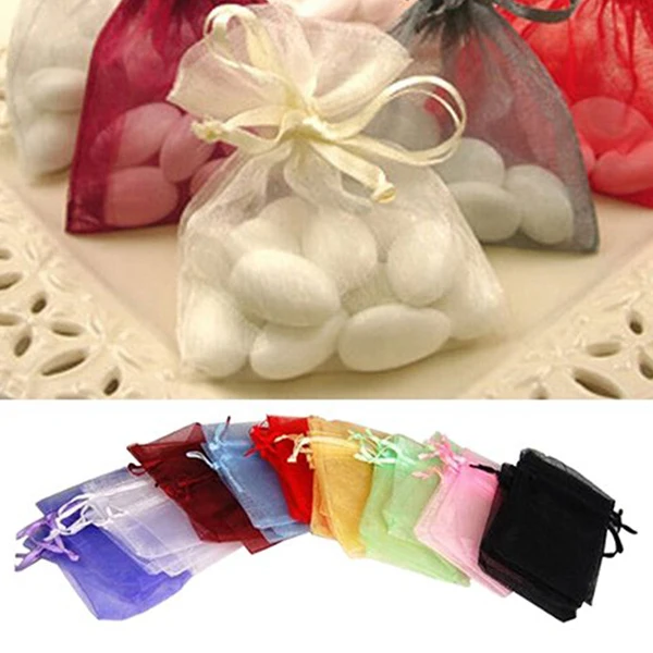 

50 Pieces Multi-Colored Organza Gift Bags Wedding Party Favor Bags Jewelry Pouches Wrap, 4.7 x 3.6 Inch
