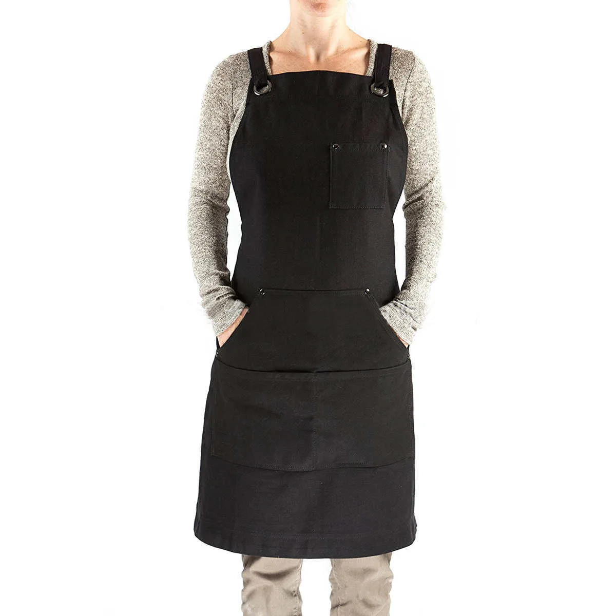 

84*68cm Black Heavy Duty Waxed Canvas Work Hobby Apron Adjustable Workplace Security Protection Safety Clothing Work Apron New