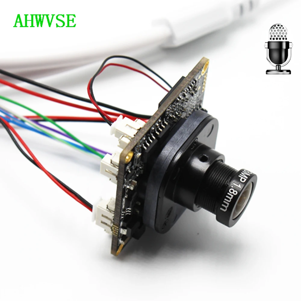 Wide Angle 1.8mm Audio IP Camera Module PCB board Audio Input With External Pickup Microphone 1080P IP Camera
