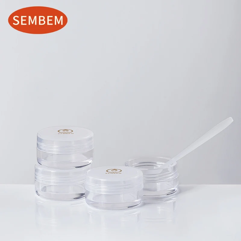 

SEMBEM 2pcs 10g Refillable Empty Cream Jar Cosmetic Packaging Box Travel Refill Pot Makeup Face Cream Container with Spatula