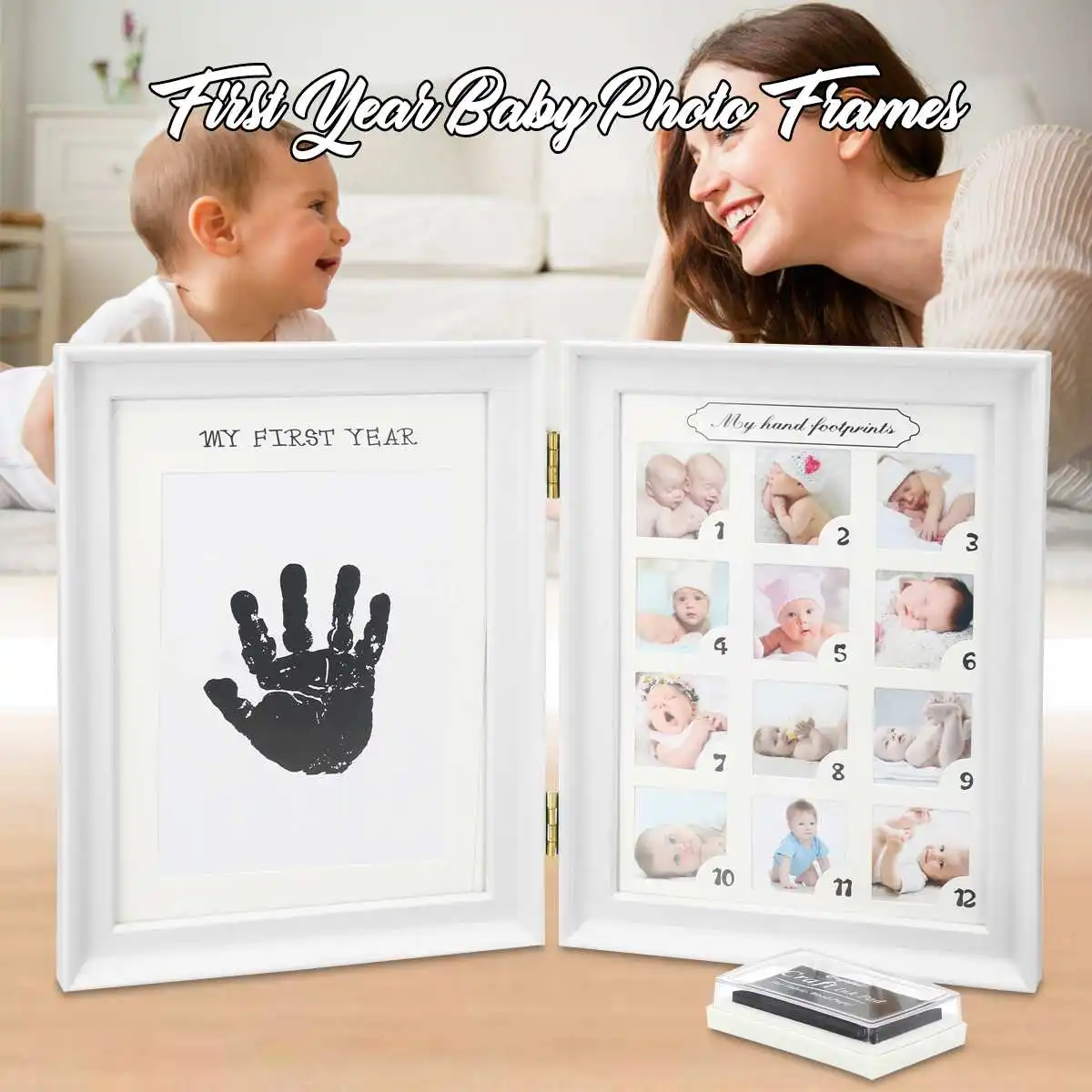 Mi primer año bebé regalo niños cumpleaños regalo hogar familia decoración adornos 12 meses foto marco con tinta artesanal pad Mi primer año bebé regalo niños cumpleaños regalo hogar familia decoración adornos 12 meses foto marco con tinta artesanal pad