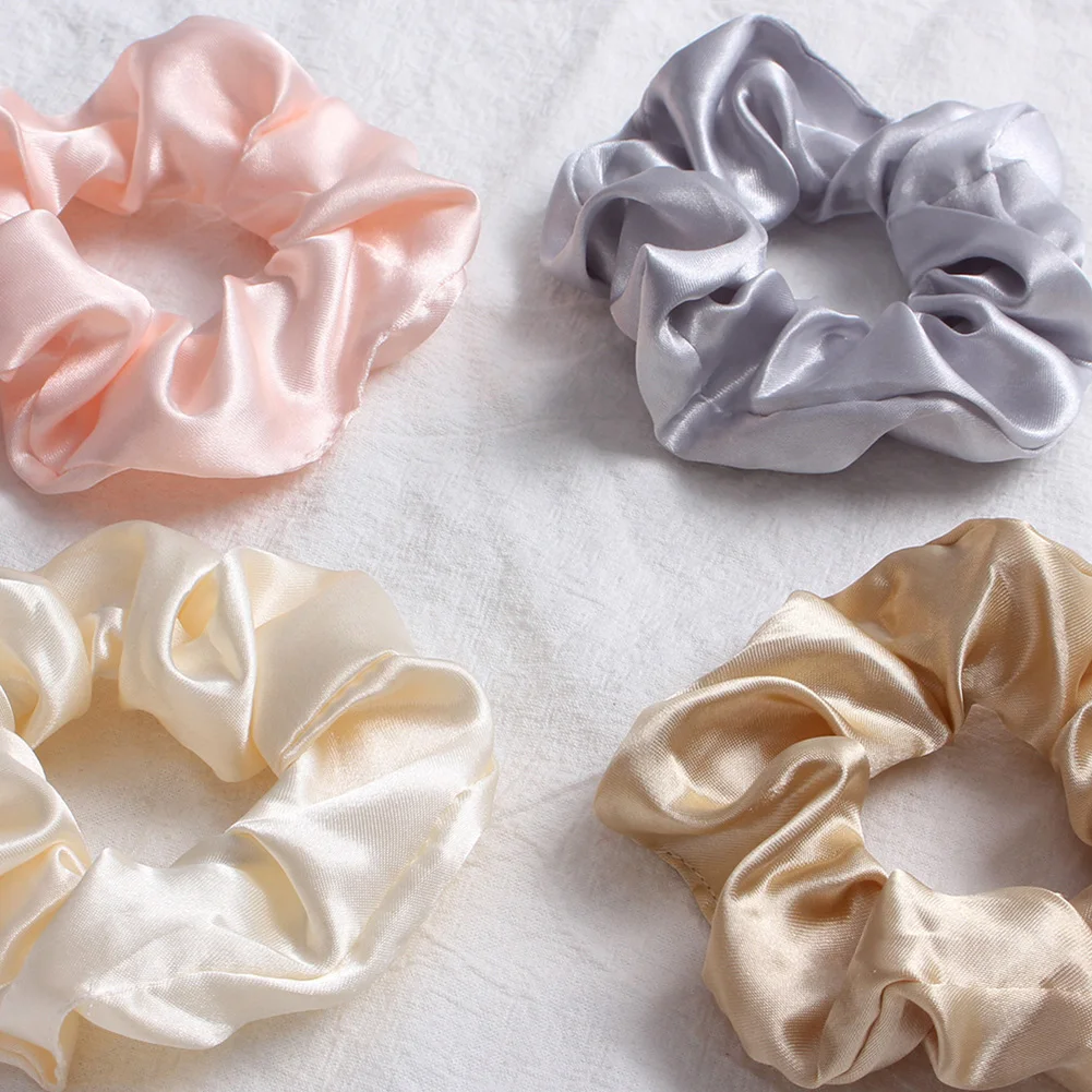 2019 Sweet Silky Satin Hair Rope Ties Scrunchies Women Elegant Elastic Hair Bands Solid Color Girls Rope Rings Hair Accessories