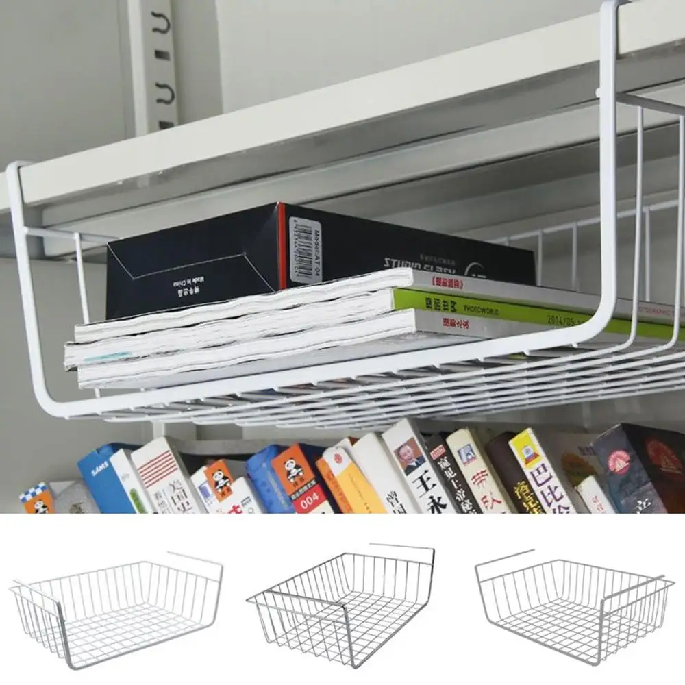 1 Pc Under Shelf Basket Hanging Metal Wire Storage Basket For