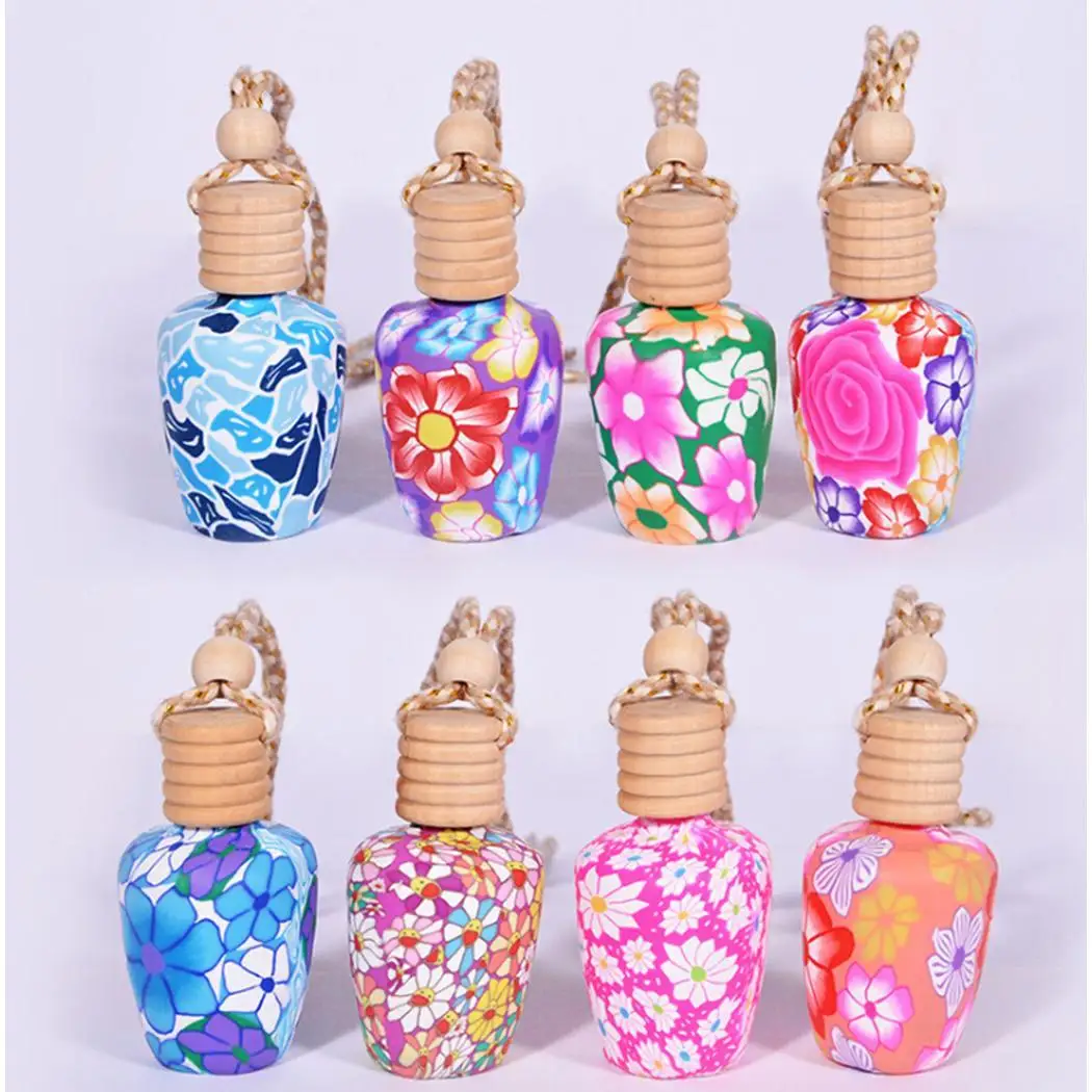 

New 12-15ML Floral Art Printed Hanging Car Air Freshener Perfume Diffuser Fragrance Bottle