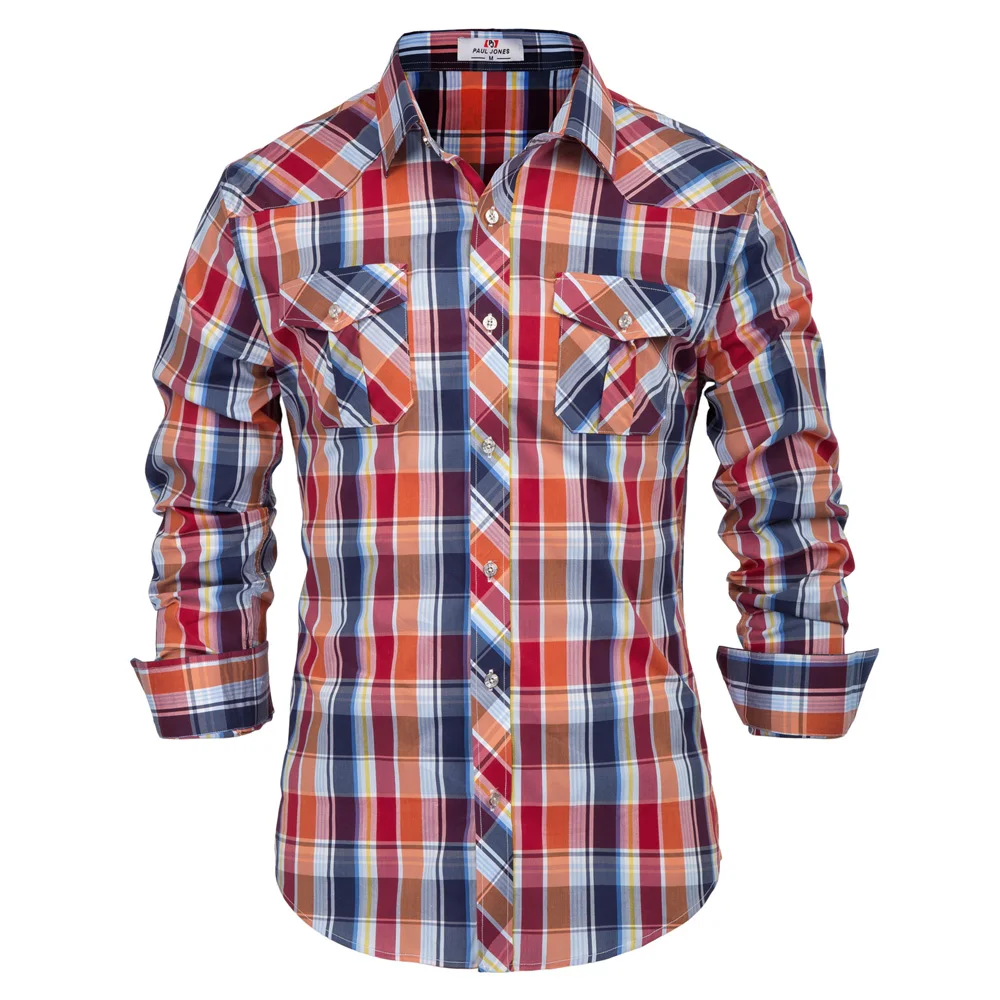 

Men blouse clothes basic casual shirts Stylish & Slim Fit plaid Grid Pattern Long Sleeve Classic Collar office Shirt Tops