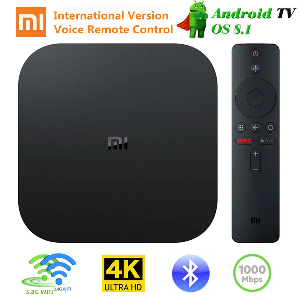 Xiaomi Mi Box S Smart tv Box Android 8,1 2 ГБ 8 ГБ 4K HDR с Google Assistant пульт дистанционного управления, международная версия голосового пульта дистанционного управления